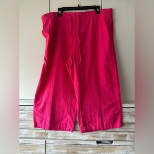 Alexander Jordan Pink Linen Blend Drawstring Pants 2X